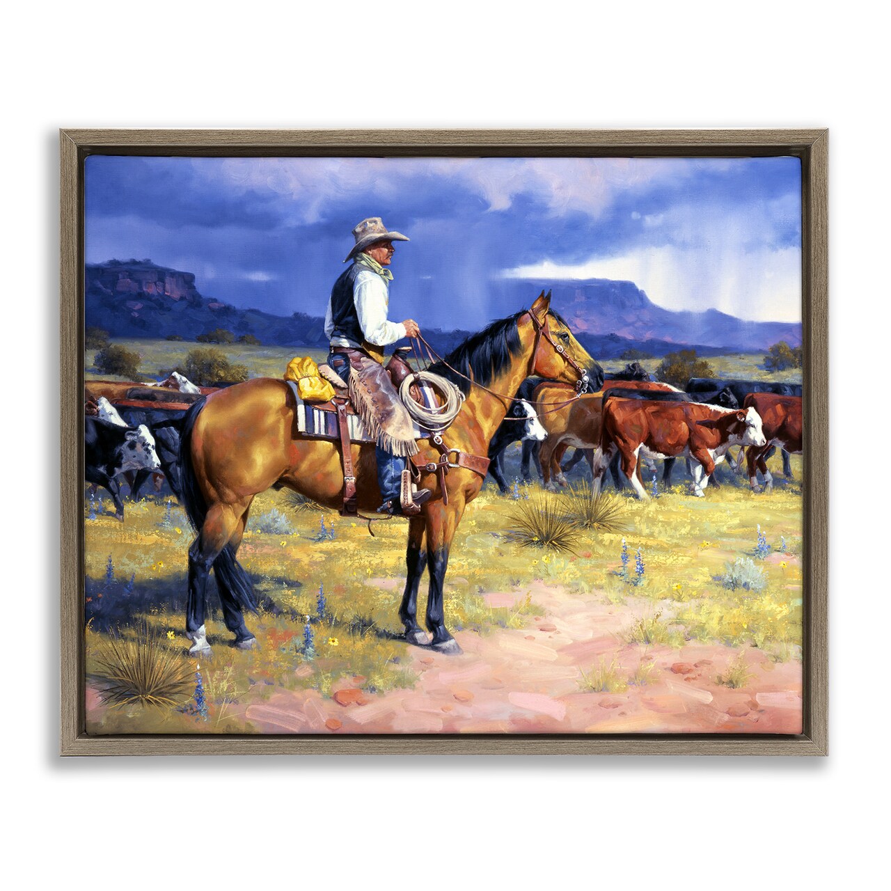 Stupell Industries Cowboy & Cattle Mountain View Floating Frame By Jack Sorenson